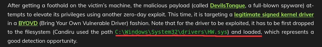 To drop stuff there you need to be at high integrity level and to load the driver you need an unrestricted token with SeLoadDriverPrivilege enabled, so likely the driver is used to conceal a kernel mode rootkit and privilege escalation is done some other way. #Chrome #0day