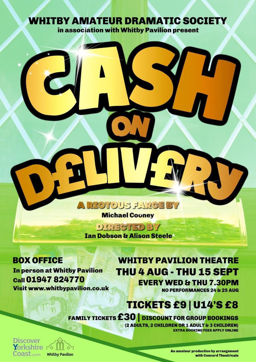 Performances of our #summerseason #farce start 2 weeks tonight! 

Join us <a href="/Whitbypavilion/">Whitby Pavilion</a> for riotous fun.

Full details via whitbypavilion.co.uk 

#whitby #theatre #amdram #comedy