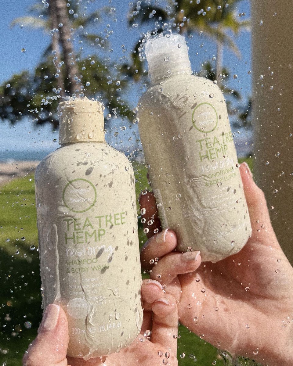PaulMitchellUS's tweet photo. The ultimate summertime haircare duo 🌿

💚 #TeaTreeHemp Restoring Shampoo
💚 #TeaTreeHemp Restoring Conditioner https://t.co/Gfou9NmOvk