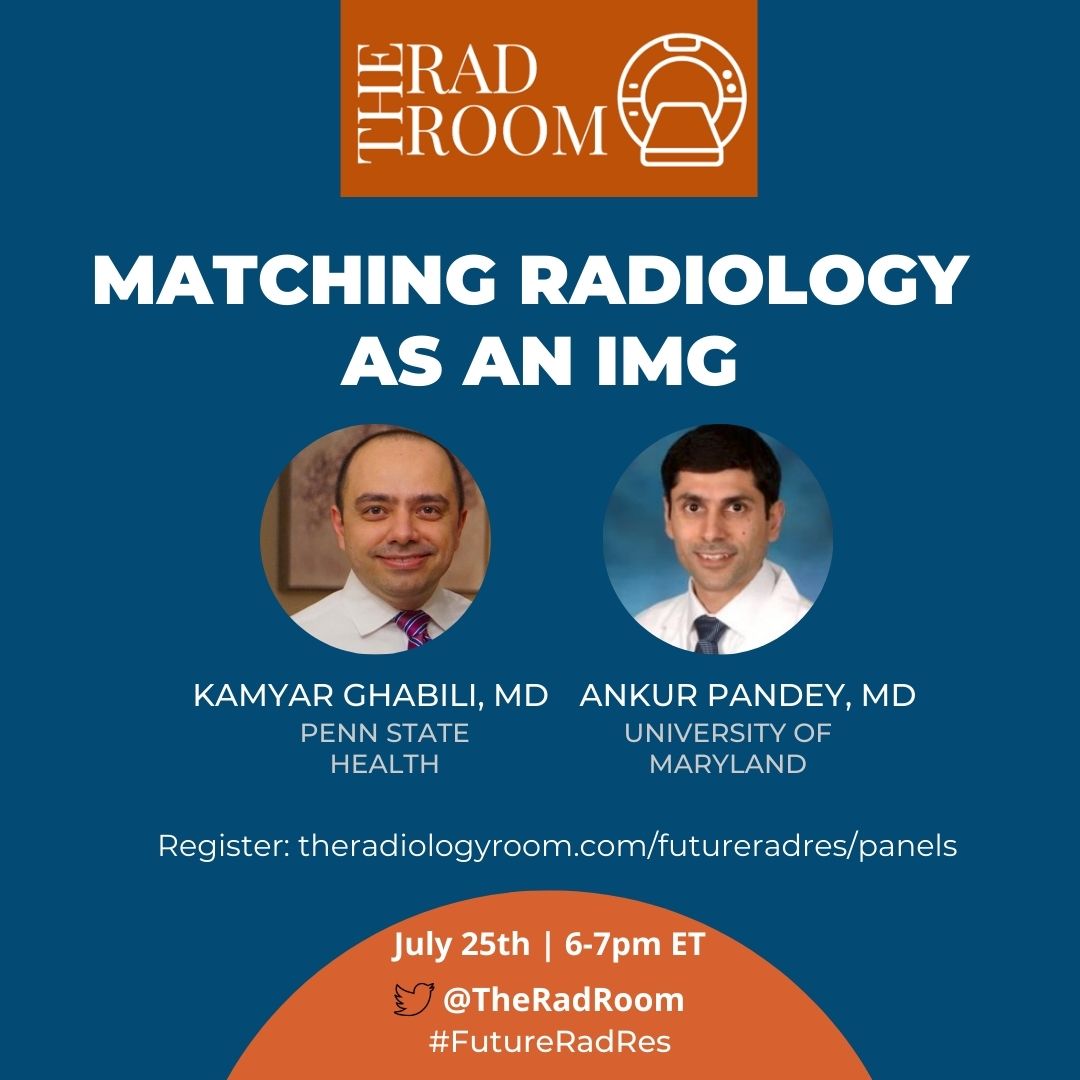 TheRadRoom's tweet photo. Hey #FutureRadRes! If you signed up for our IMG Match Panel on July 25th, you should have received a Zoom invite from us earlier today. If not, please check your spam folder or reach out to us! #Match2023

There is still time to register! https://t.co/h67Jbvw8xE https://t.co/UIjQSCsH68