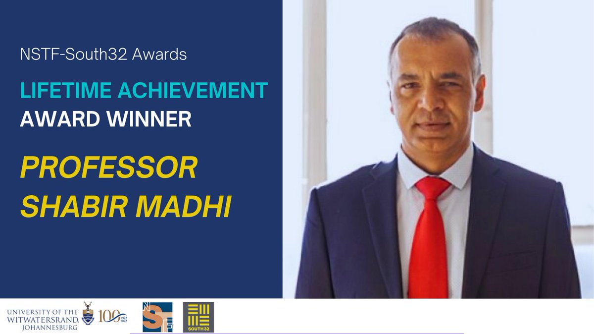 WitsHealthFac's tweet photo. Congratulations to our Dean Prof @shabirmadh for being awarded the @NSTF_SA Lifetime Achievement Award for his outstanding contribution to science. #NSTFAwards2022 @Wits_News @WitsVIDA https://t.co/ZT2oGlZ9KL