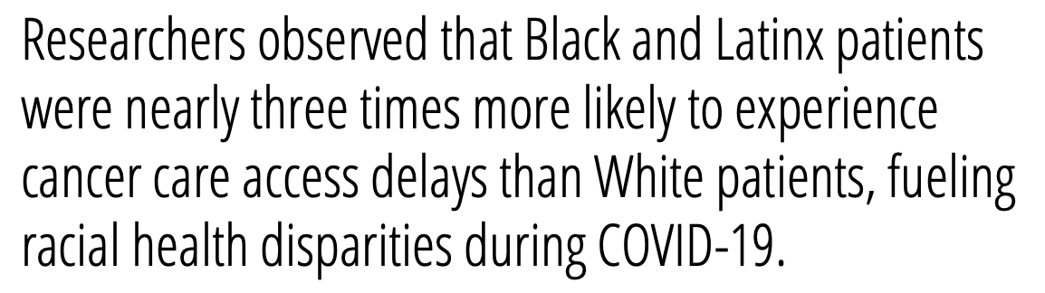 RMilesMD's tweet photo. #RacialHealthDisparities Appear in #CancerCareAccess During COVID-19
https://t.co/xvkfjifX1F https://t.co/dD380UdEXb