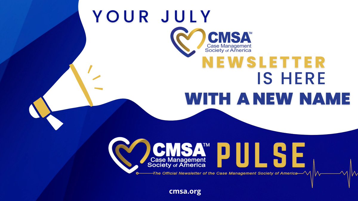 CMSANational's tweet image. Your July #CMSANewsletter is here - with a new name, #CMSAPulse! Link: bit.ly/CPJul22
You will still receive monthly updates, but with a new name to remind you that our members are the heart of #CMSA and that we will keep you current, on the pulse, of #CaseManagement.
