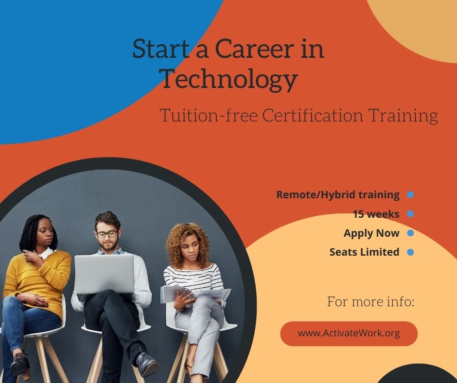 activate_work's tweet photo. Get the skills you need to start your career in tech! We are accepting applications for software engineering. This course is starting on October 10. Find out if you’re eligible and apply today at https://t.co/KDkjdl7BgQ https://t.co/wHu0JGnGoR