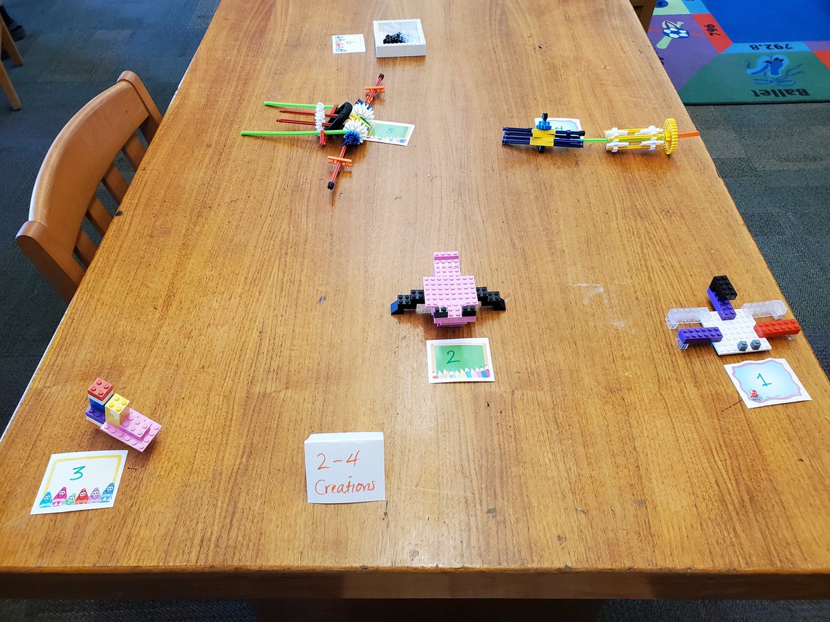 HeatlyLibrarian's tweet photo. Yesterday grade 2-6 created "creepy crawlies" out of LEGOs and KNEX. https://t.co/PucCjf9CPZ