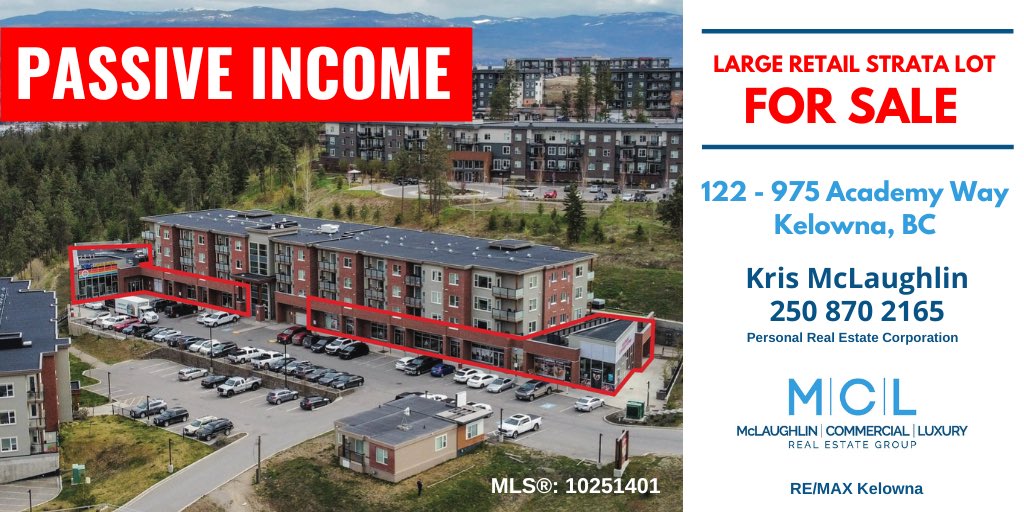 kmclaughlinCCIM's tweet photo. Outstanding passive investment includes 7 fully tenanted retail units by #UBCO in #Kelowna  #commercialrealestate #incomegenerating #fullytenanted #remaxcommercial #remax https://t.co/JKY2Gq1EQZ