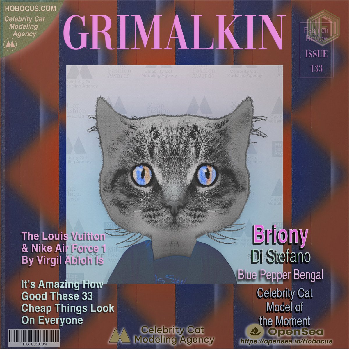 Celebrity Cat Modeling Agency - represents a broad range of talent from fashion and lifestyle models to theatrical and film cats.

opensea.io/collection/cel…
hobocus.com

#OpenSeaNFT  
#psychedelicart
#trippyart   
#nftcollectors 
 #NFTProject