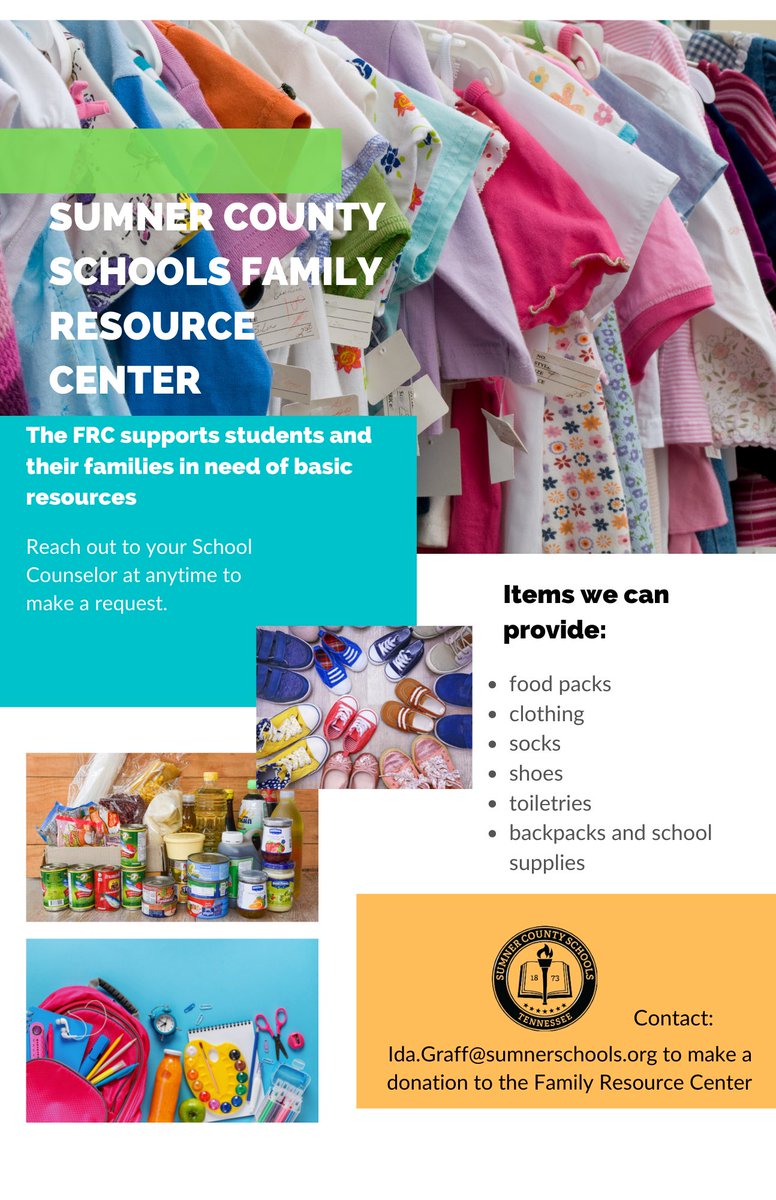 The FRC is doing a back-to-school clothing giveaway on July 29 from 10:00-3:00 for any students enrolled in SCS. A fantastic resource for our families! <a href="/Kevteach/">𝕂𝕒𝕥𝕙𝕪 𝕍𝕚𝕟𝕤𝕠𝕟</a> #bennybillselementary #sumnercountyschools