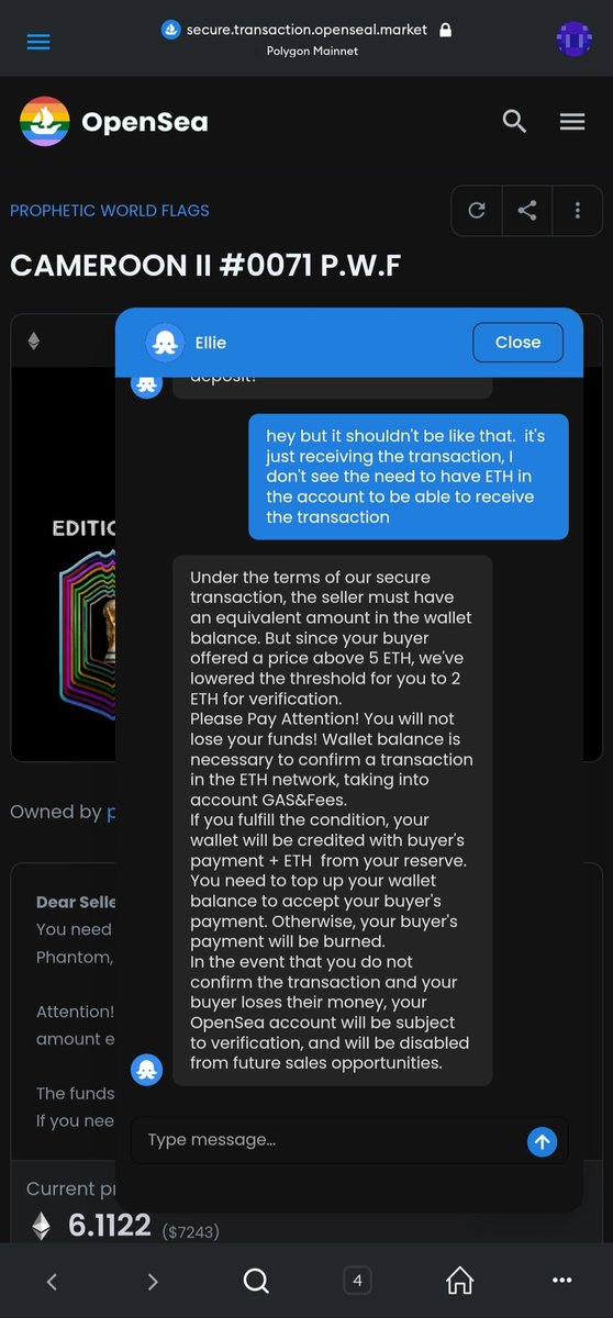 Here we will leave all the content of the scam in opensea.
 We will leave you every detail, the scammer's Instagram account instagram.com/atalaaoliver/ we will report
Our opensea collection account of PROPHETIC WORLD FLAGS
 opensea.io/collection/pwf…
 Instagram propheticworldflags