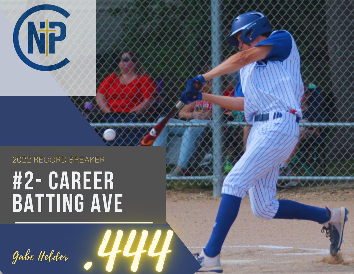 BaseballNpc's tweet photo. @ghelder14 now ranks 2nd in the record book for all time career batting average at NPC! https://t.co/nReOhd9Kad