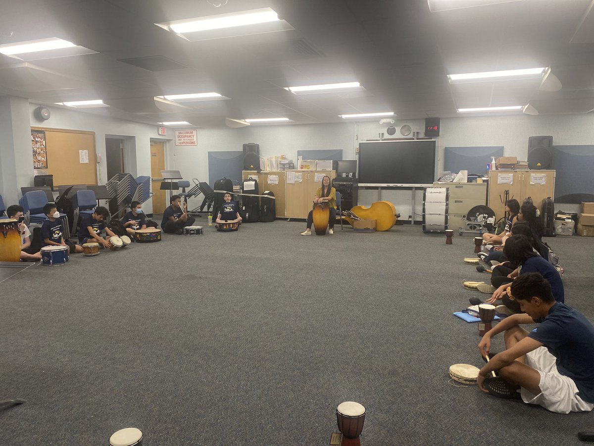 Students participating in Restorative Drum Circles at Jericho Summer Camp@Ray_Velez0709@OEMusicTeacher@Chad_Gleason@Joe_Keuhn