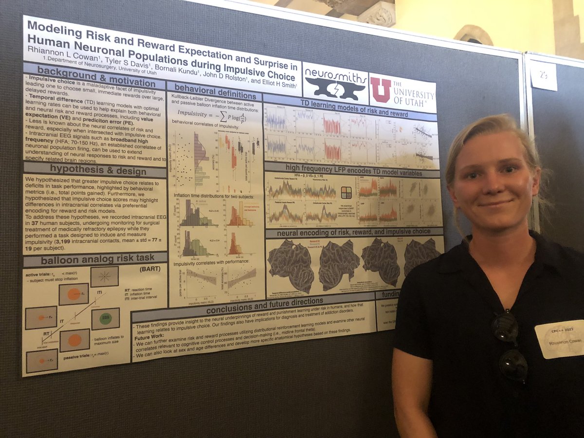 Rhiannon Cowan (@rhiacowan) on Twitter photo My first time presenting a poster at a Computational Psychiatry conference! “Modeling risk and reward expectation and surprise in human neuronal populations during impulsive choice” <a href="/neurosmiths/">neurosmiths@mindly.social</a> #cpc2202 My first time presenting a poster at a Computational Psychiatry conference! “Modeling risk and reward expectation and surprise in human neuronal populations during impulsive choice” <a href="/neurosmiths/">neurosmiths@mindly.social</a> #cpc2202