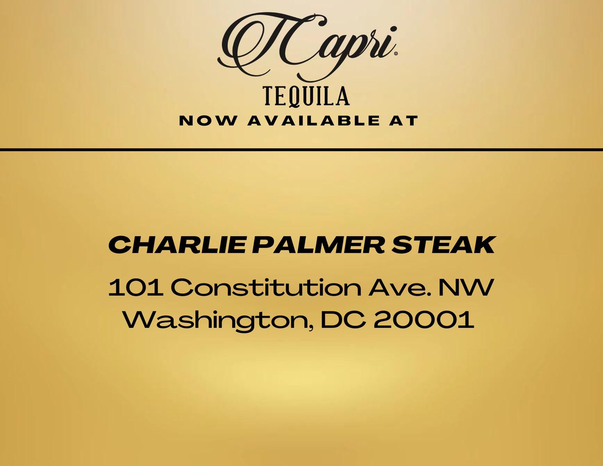 TcapriTequila's tweet photo. We are excited to announce that TCapri Tequila Reposado &amp; Blanco are now being served at our Founders Favorite Steak House! https://t.co/t1IcSvQMaN