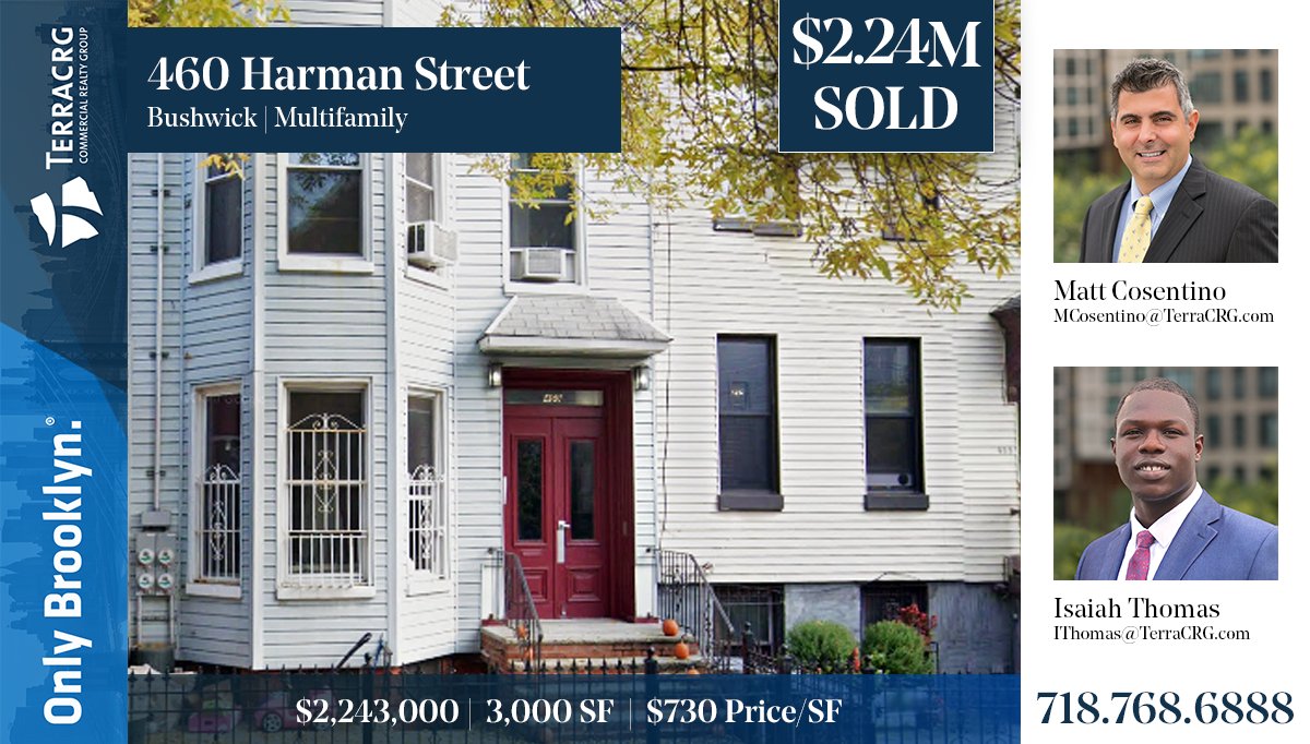 TerraCRG's tweet photo. Congrats to @cosentinobkny and Isaiah Thomas on their $2.24M Sale in Bushwick.
•
•
•
•
•
#nyc #commercialrealestate #broker #commercialproperty #multifamily #nycbrooklyn #brooklyn #brooklynrealestate #bushwick #bushwickbrooklyn #terracrg #onlybrooklyn https://t.co/VAan7sKrw6