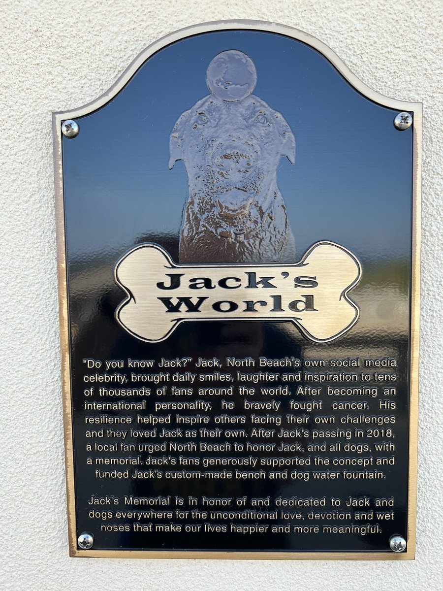 1JackWorld's tweet photo. All set for tourist season!
In addition to Jack’s tongue paint, we also cleaned and polished the plaque (if you visited, you may have seen it gone for a few days) 
And, perfect timing!  The town redid the big North Beach sign above Jack’s head.     
Now all that’s missing is you https://t.co/7GX0RIirmE