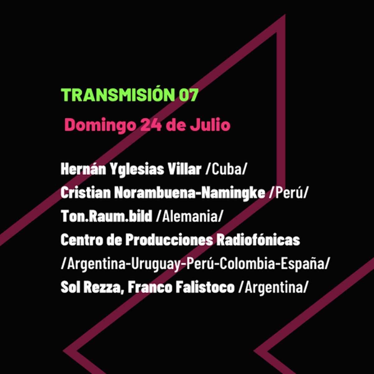 ruidoymensaje's tweet photo. 📡📡⚡T'IWKAY: Otros Mundos Posibles⚡📡📡

¡Gracias Sur Aural!
Del 18 al 31 Julio

🎙TRANSMISIONES🎙 por https://t.co/d6D5RaC0jR

#suraural #elruidoeselmensaje #experimental #music #solrezza #inmersiveaudio #collaborationart #yeast #hefe #Levadura https://t.co/LBg2rAfiHr