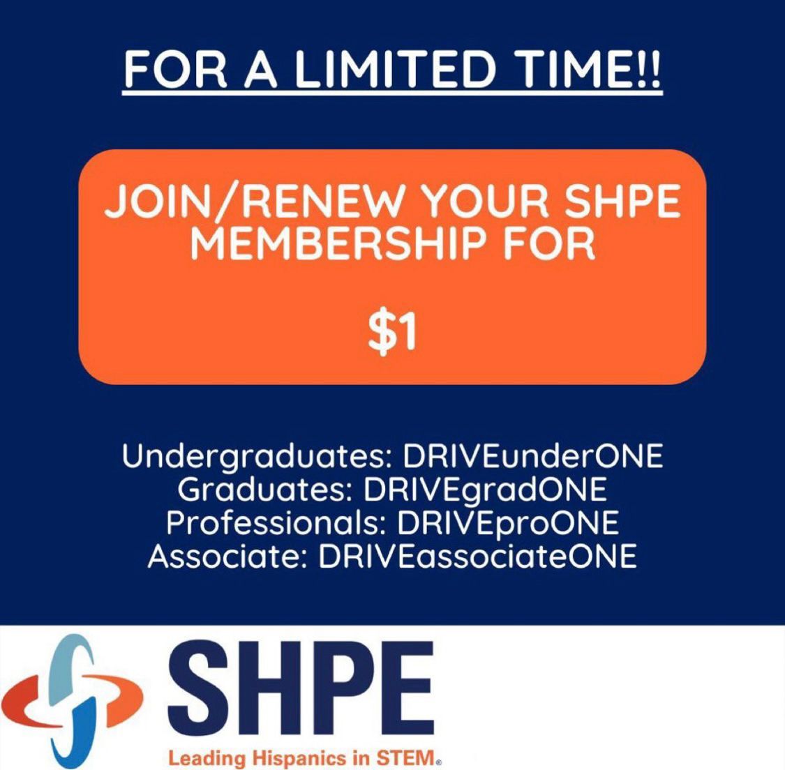 SHPEColoradoPro's tweet photo. Join/Renew your SHPE Membership for just $1 TODAY - https://t.co/8fECtkY334 https://t.co/GM4xzTPq4u