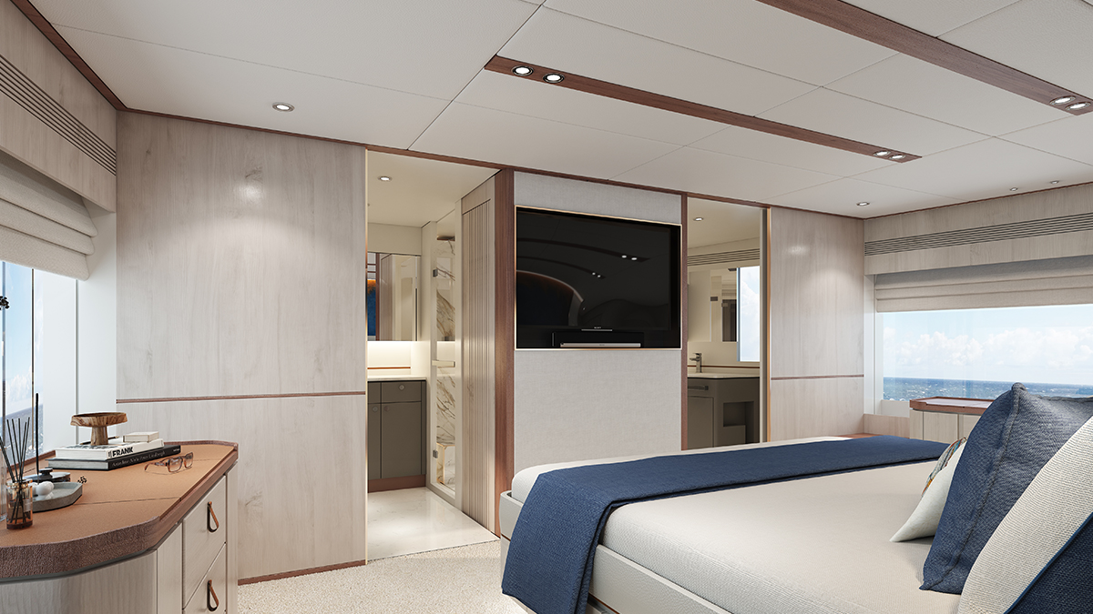 HorizonYachtUSA's tweet photo. It's a great time to #DefineYourHorizon. The 23' 3" beam and full-height windows in our #FD90 model enhance the immense sense of space in this high-volume interior. 𝗟𝗲𝗮𝗿𝗻 𝗺𝗼𝗿𝗲 ➡️ https://t.co/fHPIHvGS1E https://t.co/CwEBNj42cN