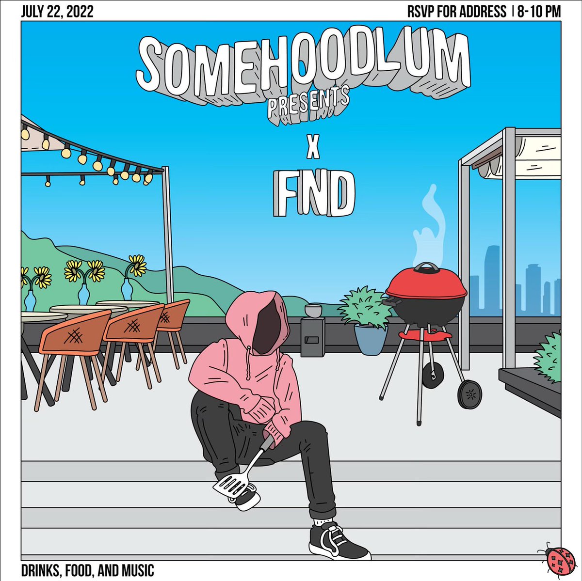 fnd LA 07/22 info:

We will be doing fnd this week in collaboration with our friends at the <a href="/HoodlumsNFT/">Hoodlums 🎫</a>! Grab an NFT below that will serve as your ticket ⬇️ featuring our logo in the style of <a href="/somehoodlum/">somehoodlum</a>  

As always everyone is welcome, we look forward to seeing y'all there!