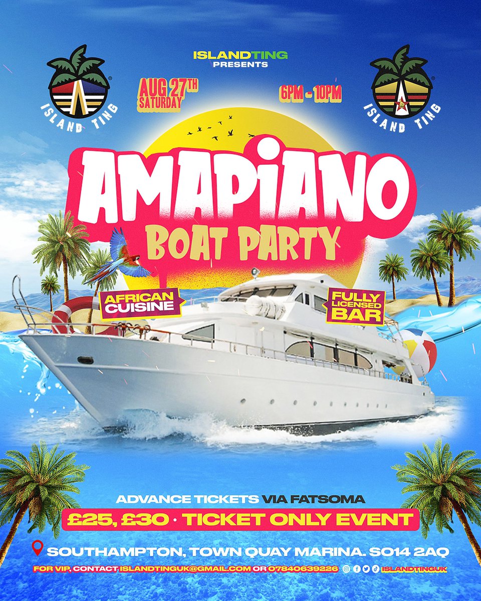 Island Ting π΄ (@islandtinguk) on Twitter photo #Islandting AMAPIANO parties return in style π΄π₯
Kicking off carnival bank holiday weekend with a BANG π₯
π Southampton
MAD DJs π₯π - TBA nxt wave π
Last boat party was crazy βΌοΈ - Don't miss out π π₯
π«link > fatso.ma/V7CI
ASAMBE πΏπΌπΏπ¦π³π¦π°πͺπ¬ππ³π¬πΏπ² #Islandting AMAPIANO parties return in style π΄π₯
Kicking off carnival bank holiday weekend with a BANG π₯
π Southampton
MAD DJs π₯π - TBA nxt wave π
Last boat party was crazy βΌοΈ - Don't miss out π π₯
π«link > fatso.ma/V7CI
ASAMBE πΏπΌπΏπ¦π³π¦π°πͺπ¬ππ³π¬πΏπ²