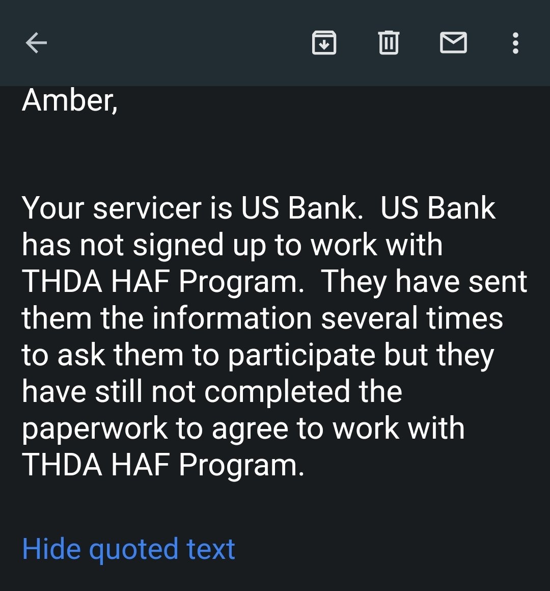 stoneamber9's tweet photo. @usbank After completing the HAF application and waiting for over a month, I've been told @usbank still hasn't signed up. ?????????? https://t.co/QTLNghNy69