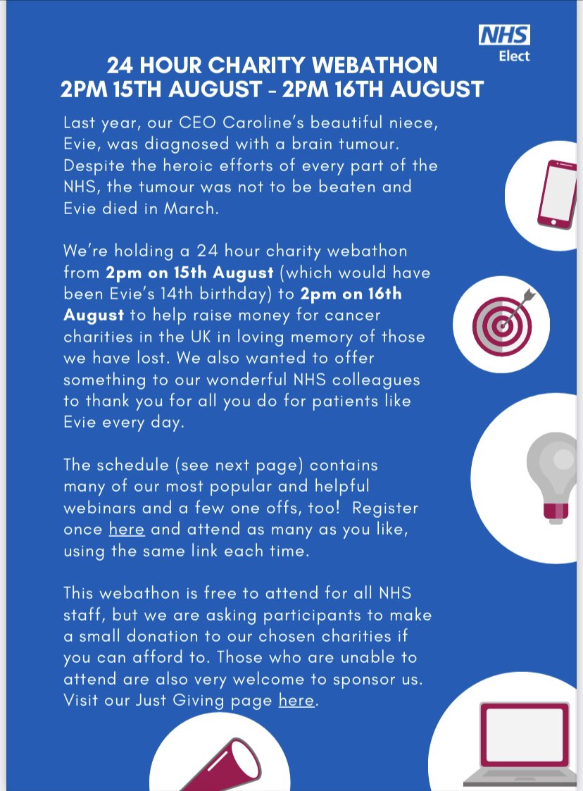 NHSElect's tweet photo. .@NHSElect Come and join us on our 24 hour webathon on 15-16th August 2022 to raise money for The Evie Dove Foundation, @PancreaticCanUK @BreastCancerNow
Donate: https://t.co/km1oVn2S7Q
Register: https://t.co/jf6DYjFEB0 https://t.co/zY8hVgDulC
