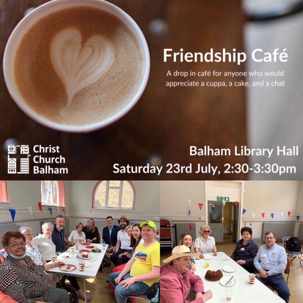lucymowatt's tweet image. 📣 Christ Church Balham Friendship Cafe 

*This Saturday 23rd July*

⭐️ At Balham Library Hall, 16 Ramsden Road
⭐️ Time: 2.30pm - 3.30pm-ish
⭐️ All welcome 

Look forward to welcoming everyone next Saturday 23rd July for cold drinks, ice lollies and chatter ! 
🥤🍦🥤🍦🥤🍦🥤🍦