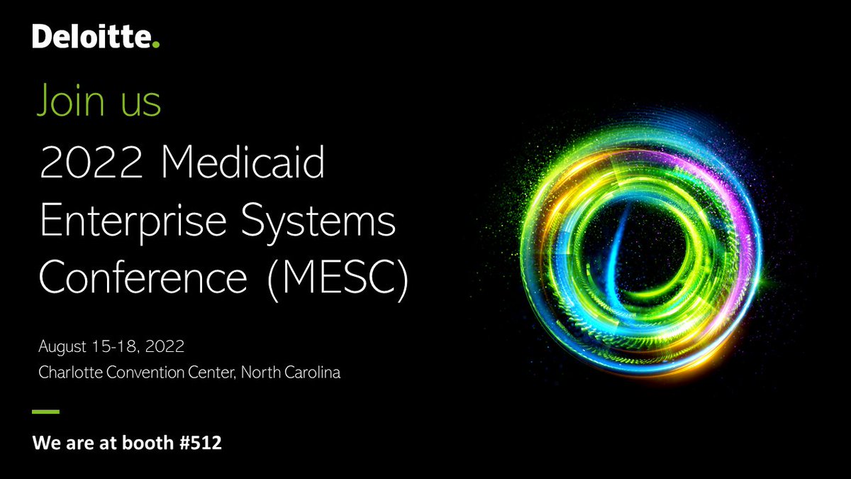 DeloitteGov's tweet photo. Stop by booth 512 at #MESC2022 to learn how Deloitte drives #Medicaid solutions across programs, operations and technologies to elevate connection, collaboration, and care! #NESCSO https://t.co/2xsRGvyixG https://t.co/MlJKrUWKEO