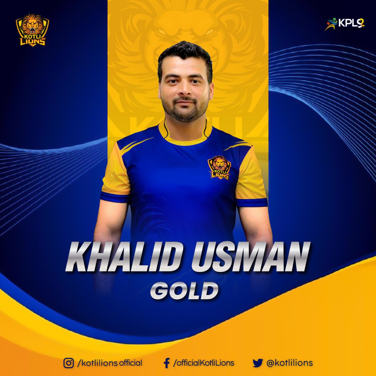 kotlilions's tweet photo. Kotli Lions has retained Khalid Usman Gold category for the second edition of Kashmir Premier League. 
Welcome to Lions family ✨ 

#khalidusman #KPL #KheloAazadiSe #KPL2022 #Warriors #readytoroar  #cricketlover  #CricketTwitter https://t.co/tscazhZYMm