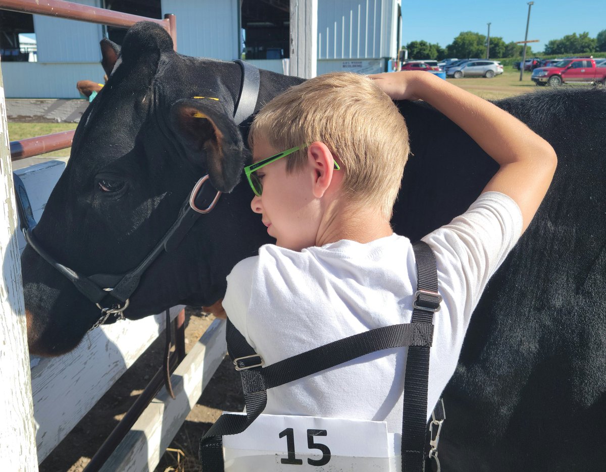 SNewellOpitz's tweet photo. This boy and his #Cow. #4H #Wrightcountyfair #undeniablydairy https://t.co/klGmCALUYM