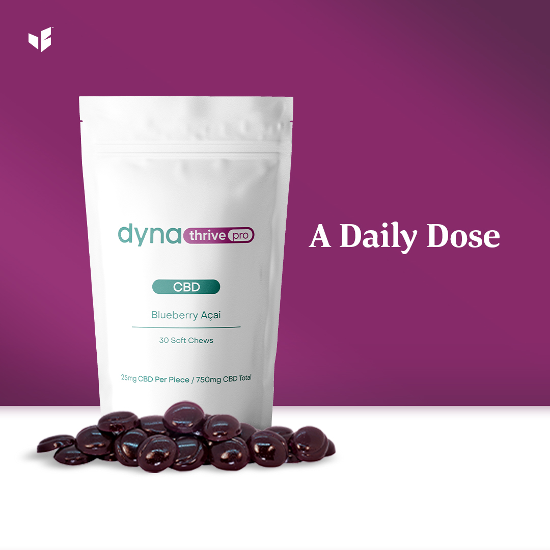 DynaThrive Pro CBD Blueberry Acai Soft Chews now available! 🫐