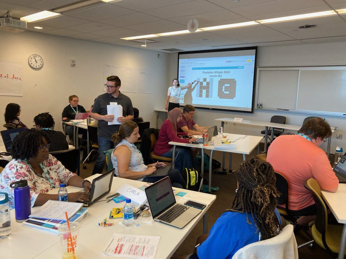 annacpyles's tweet photo. CS Principals getting it done! Working on designing apps and TLOs. What you can’t hear? The laughter pouring out of their room!! I love it! Learning is loud, right @sngregg613 ?? We love to see and hear it!! #CSforOH #CSforCLE @OSLN https://t.co/9OGhG6UDnj
