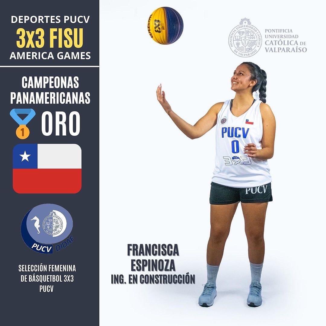 deportespucv's tweet photo. Grítenlo alto @pucv_cl Campeona Panamericana Universitaria de basket 3X3!!!!! en el @fisu_america de Lima 2022 de @_USIL https://t.co/CtBEUO13wJ