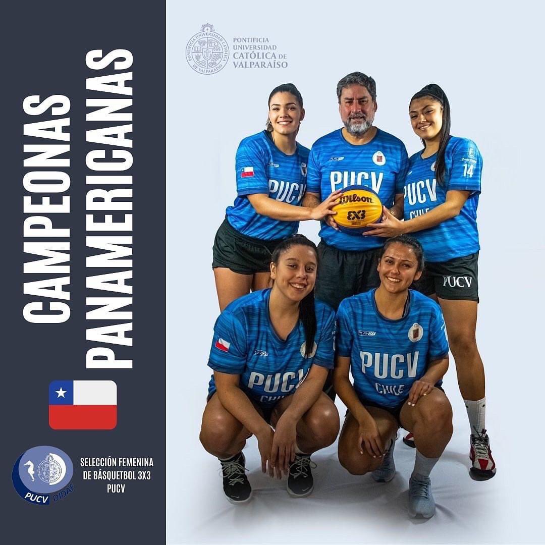 deportespucv's tweet photo. Grítenlo alto @pucv_cl Campeona Panamericana Universitaria de basket 3X3!!!!! en el @fisu_america de Lima 2022 de @_USIL https://t.co/CtBEUO13wJ