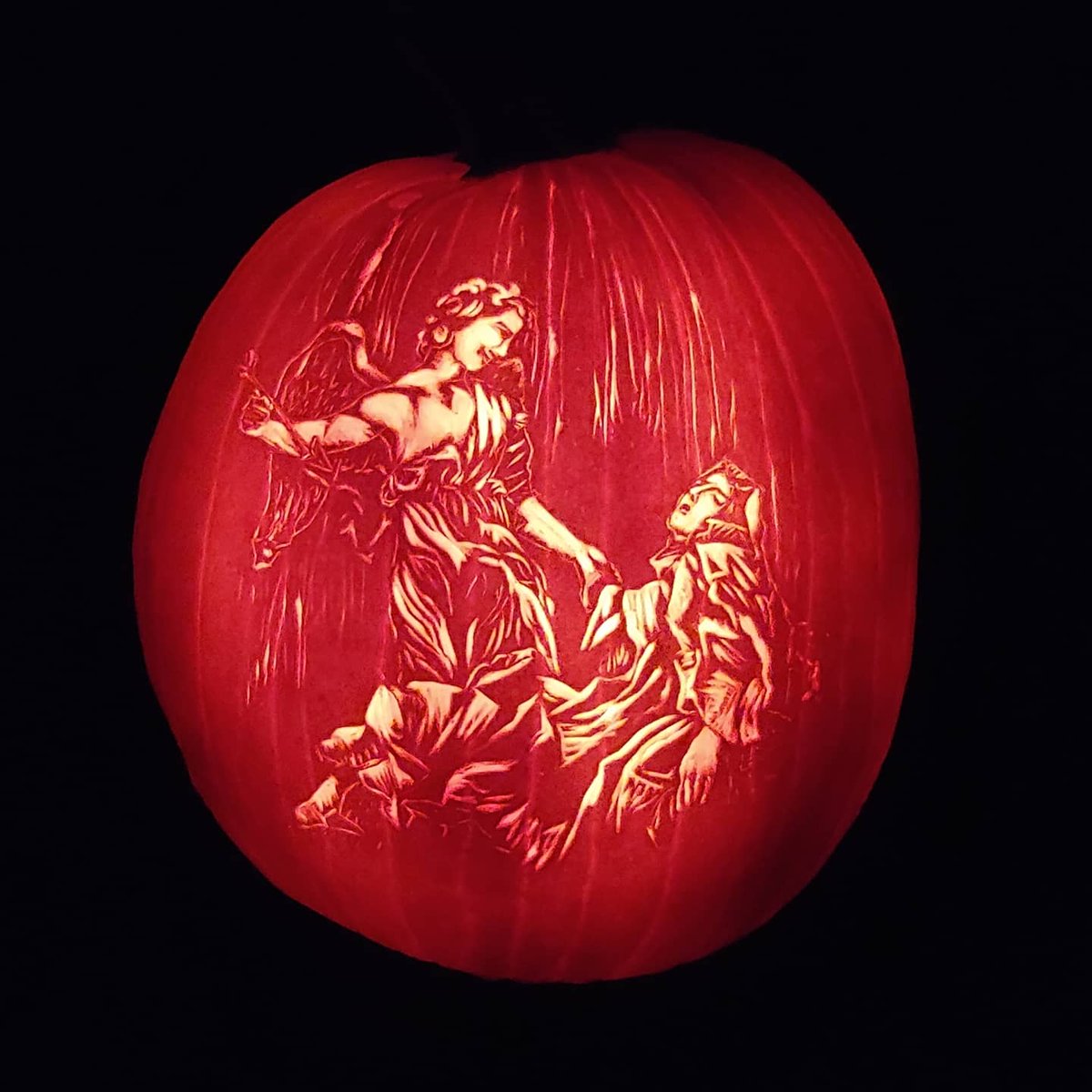 orlandojunes's tweet photo. I have a lot of favorite things that @gish made me do but the Ecstasy of St Teresa pumpkin I did in 2020 for the Halloween mini hunt was probably the best #GishMadeMeDoIt https://t.co/1hjuD8I5jK