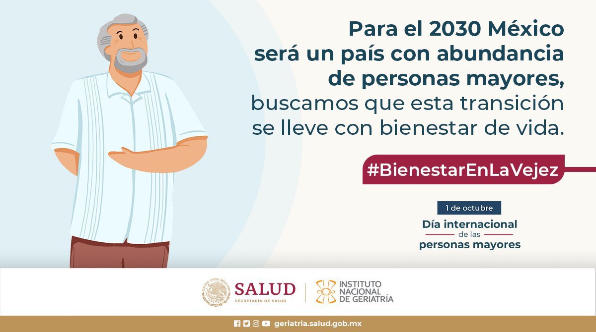 INGER_mx's tweet photo. Trabajamos para que todos logren tener un envejecimiento saludable, que es el proceso de fomentar y mantener la capacidad funcional que permite el #BienestarEnLaVejez https://t.co/uNlNWvw5ib
