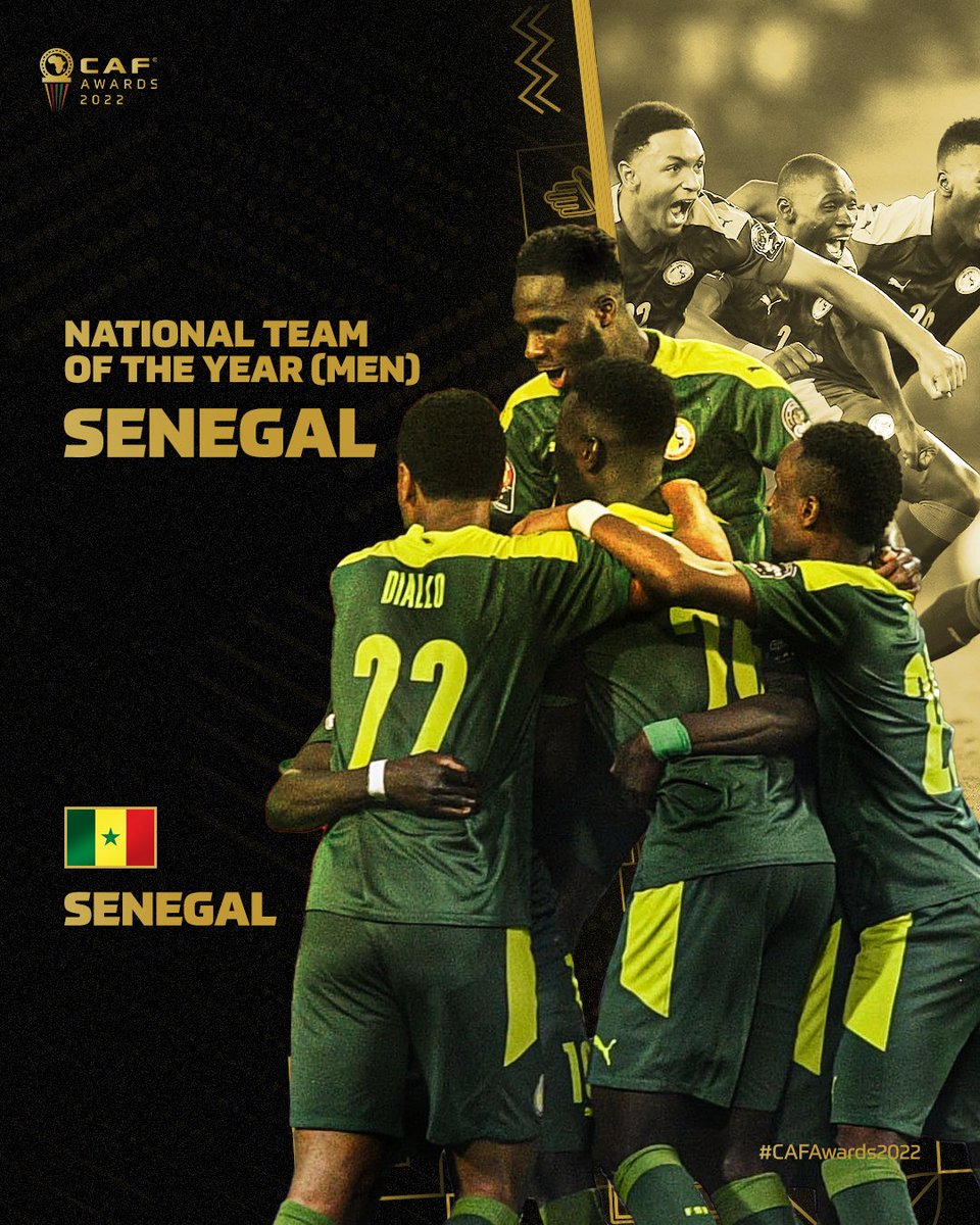 caf_online_FR's tweet photo. Quelle équipe! Quelle année! 🤩

🇸🇳 Le Sénégal est couronné  Sélection de l’Année 2️⃣0️⃣2️⃣2️⃣! 🦁 

#CAFAwards2022 | @Fsfofficielle https://t.co/W5KMSDWz8b
