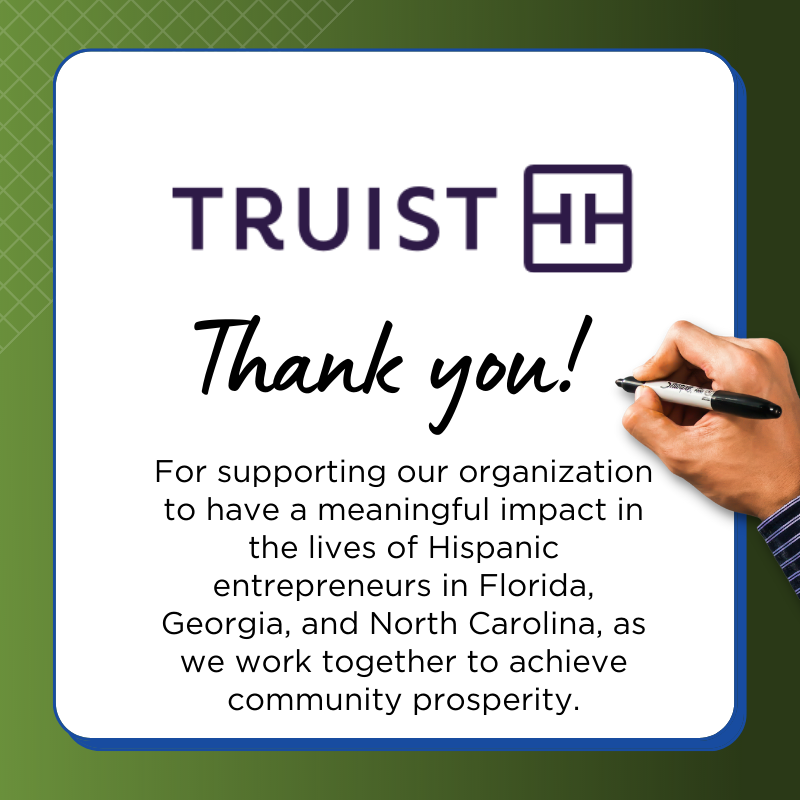 ProsperaUSA's tweet photo. Thank You! @truist 🙌For supporting our organization to have a meaningful impact in the lives of Hispanic entrepreneurs in Florida, Georgia, and North Carolina, as we work together to achieve community prosperity. 🤝
#ProsperaUSA #ProsperaFunders #ProsperaPartners #Hispanics https://t.co/PVcJNgpp9s