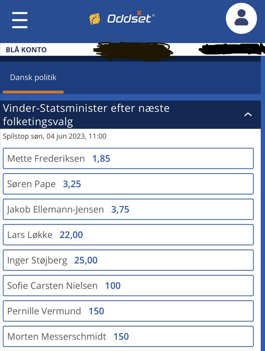 KennethLHH's tweet photo. Fun ferie fact: @danskespil satser på MF som fortsat statsmin. efter valg. Og Pape står til en anelse lavere odds end Ellemann. Men LLR er i @danskespil’s øjne næsten lige så sandsynlig som Støjberg. Dvs. to nye partiformænd er altså ca. 4 gange mere sandsynlige end SCN #dkpol https://t.co/ZirlZYbhWi