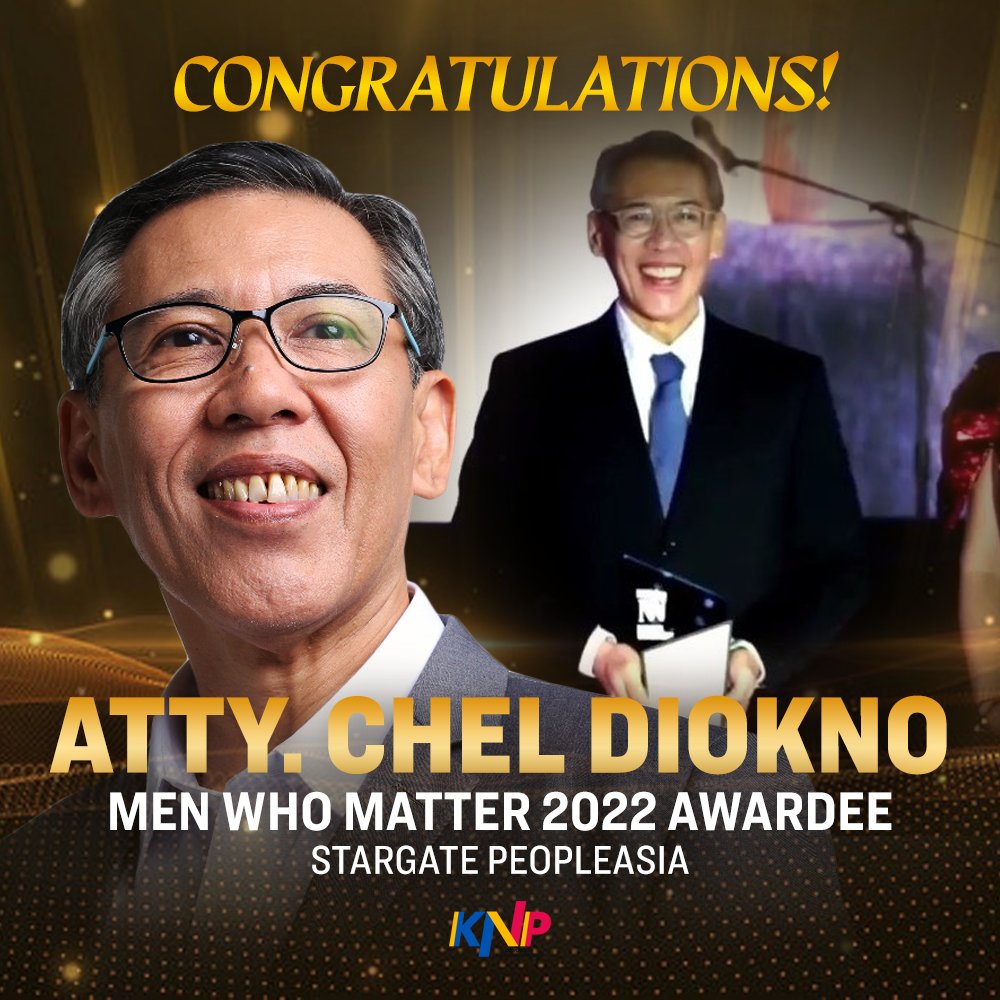 Congratulations to our very own Atty. Chel Diokno for being recognized as one of the Men Who Matter 2022 by Stargate PeopleAsia! #MenWhoMatter2022 #KayaNatinPilipinas