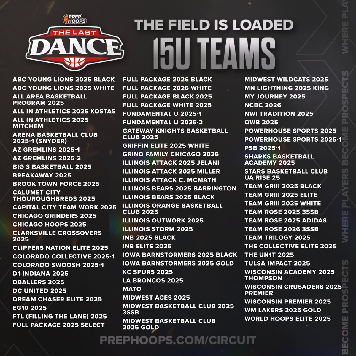 The field is 𝗟𝗢𝗔𝗗𝗘𝗗. The final weekend of the <a href="/PHCircuit/">Prep Hoops Circuit 🏀</a> is here! 

#PHTheLastDance 

List of Top Prospects you won’t want to miss 👉 prephoops.com/circuit/the-la…

Full event coverage ⤵️
events.prephoops.com/info?website_i…