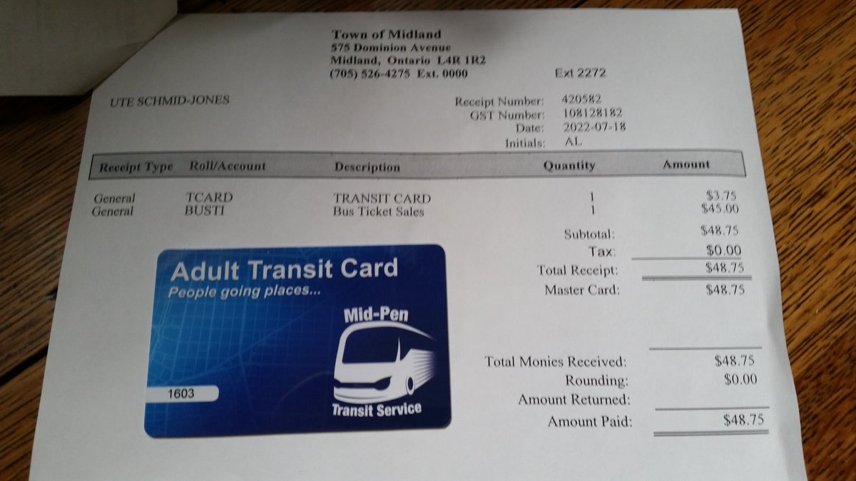 UteSchmid's tweet photo. Thank you Government of Canada for my #carbonrebate! I've used it to purchase & load my first @MidlandON #transitpass! It functions very similarly to the Go Transit Presto Pass I had when I lived in #Hamont.
#ResidentialTourist
#SnowflakeLady
#SimcoeCounty https://t.co/YmNpqH9AhS
