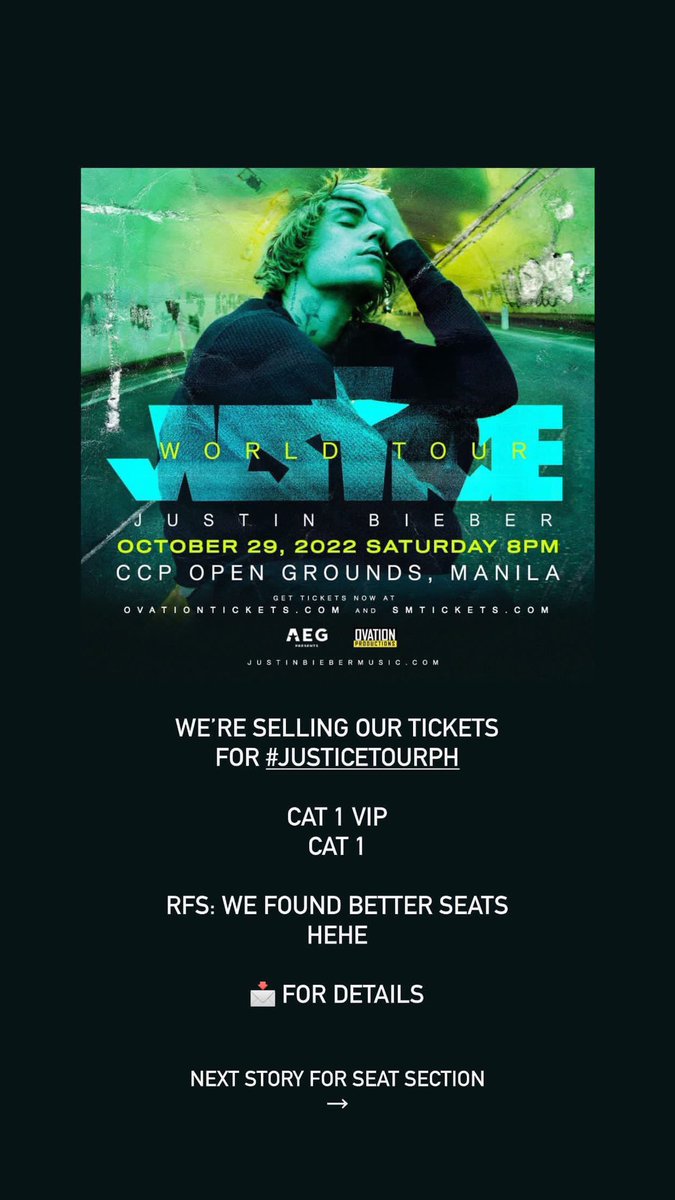 JUSTICETOURPHT1's tweet photo. 99 days til #JusticeTourPH 

We still have available physical tickets, CAT 1 VIP and CAT 1. 

send me a message for more info 🫶🏼 https://t.co/96J7CyjSdR