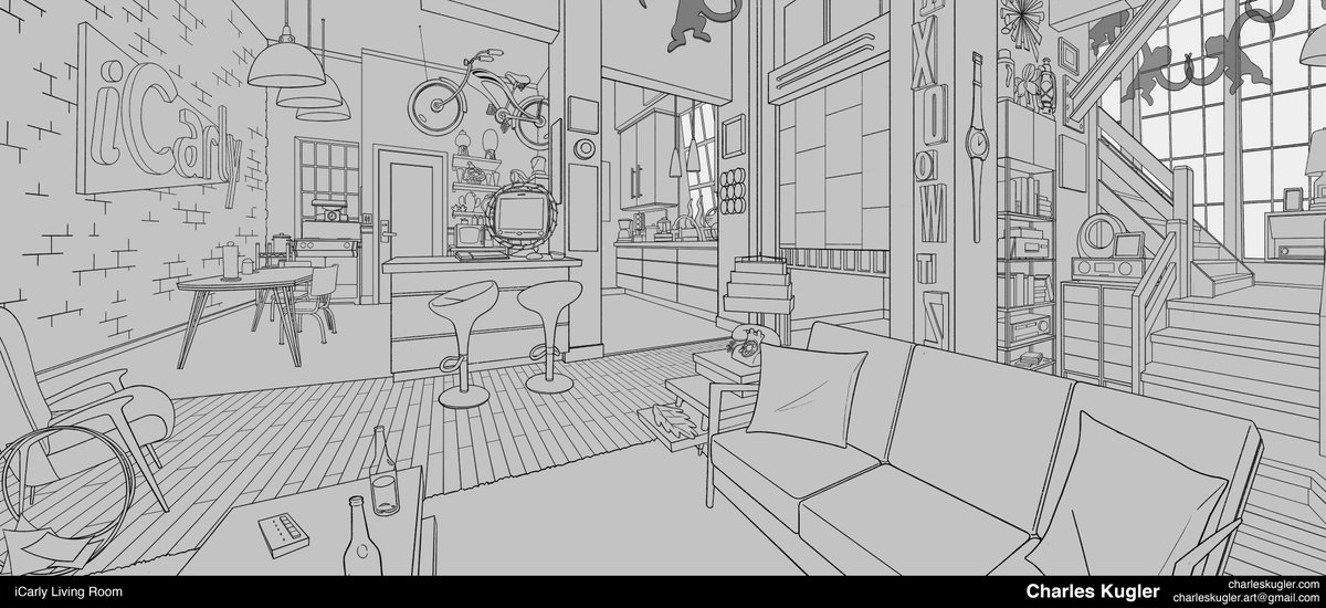 did a study of the icarly living room :) 