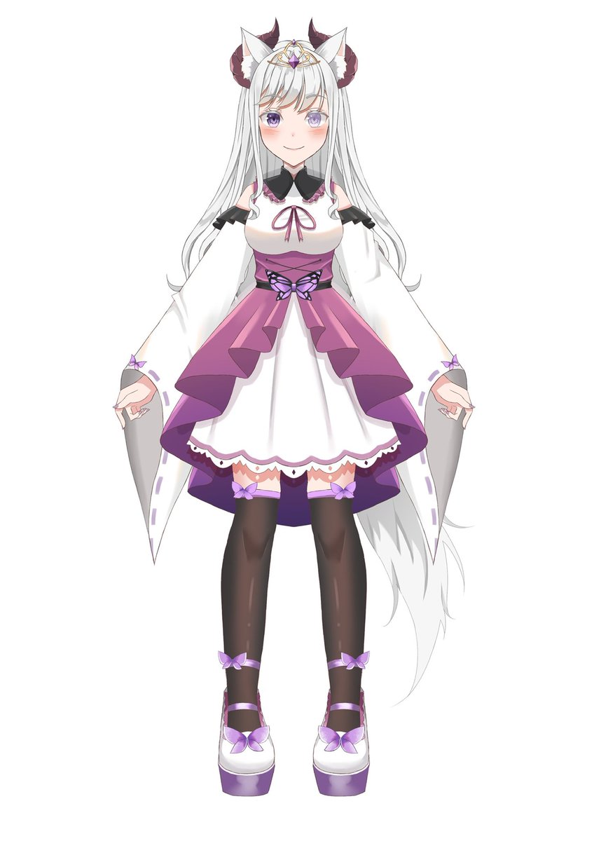 RosamaeRoxe's tweet photo. Hello my dear papillons! 🦋

My name is Maemae Kitsuhime, the queen of our dear small kingdom 💜 Im a half dragon/kitsune! 

Expect lots of chaos if you hang out with me! Why do I have two forms? Well.. I just think I look too intimidating… so I take a gentler look! 

#ENVtuber https://t.co/23rxspReW5