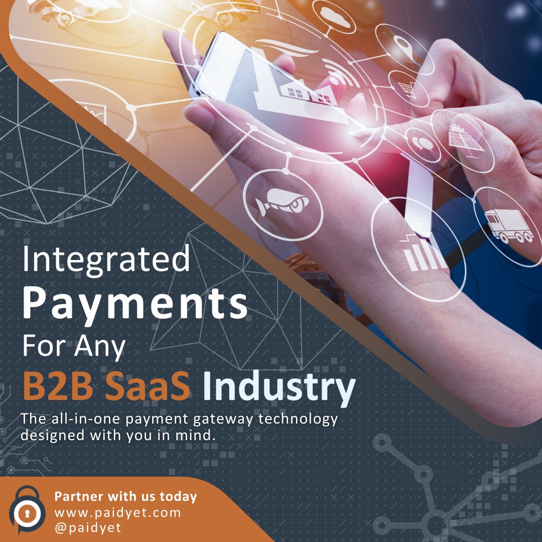 Payments are being integrated into #B2B #SaaS platforms throughout almost every #industry vertical. Create your #payments infrastructure when you partner with @paidyet and stay ahead of the game.

One platform, unlimited flexibility.

Get started today, link in bio!