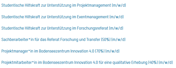 #Marketing #Projektmanagement #Eventmanagement #Erhebungen - wir suchen für verschiedene Tätigkeiten und Positionen im Referat Forschung &amp; Transfer der #HTWG Hochschule Konstanz Unterstützung. 
Alle Ausschreibungen unter lnkd.in/duktjKrp