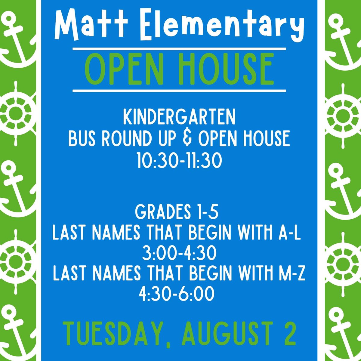 We are excited to have our <a href="/MattElementary/">Matt Elementary</a> Mariners back in the building. See you at open house.