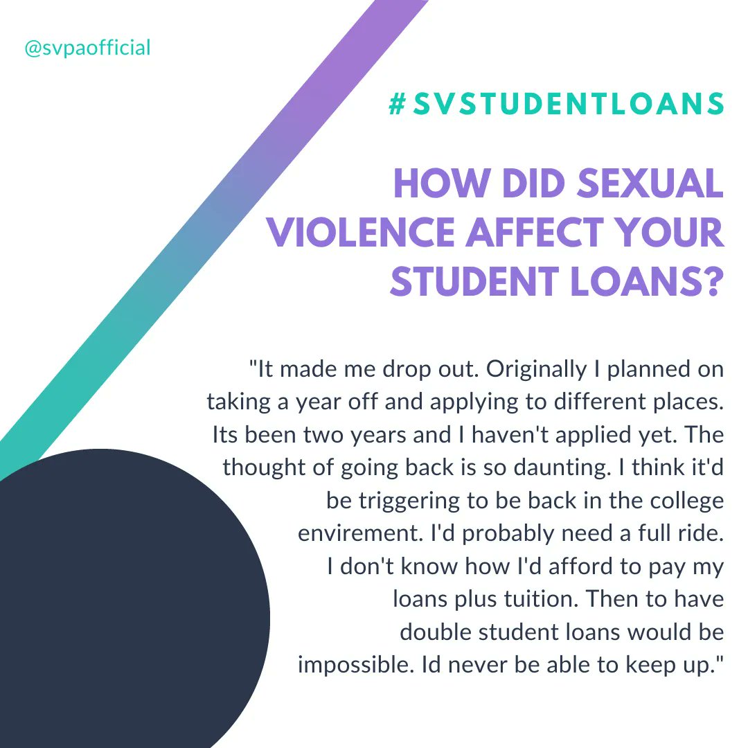 SVPAOfficial's tweet photo. These responses are from an anonymous survivor who shared their experiences as part of our #SVStudentLoans initiative.
You can share your experience here: https://t.co/HVP3BPuEul
#StudentLoans
#CancelStudentDebt #EndStudentLoans #PickUpThePen #CampusSexualAssault https://t.co/2EVmJRmGtD