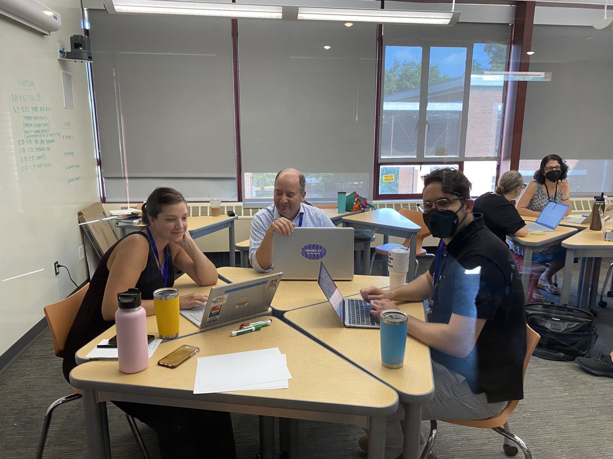DrAPease's tweet photo. The #ChapPDTeam buzz 🐝 continues today with new device distribution for ES teachers, HS Social Studies curriculum writing teams, and MS Math Camp in the #GreeleyiLab. #WeAreChappaqua #PDDoneDifferently https://t.co/Y9As1G2fc5